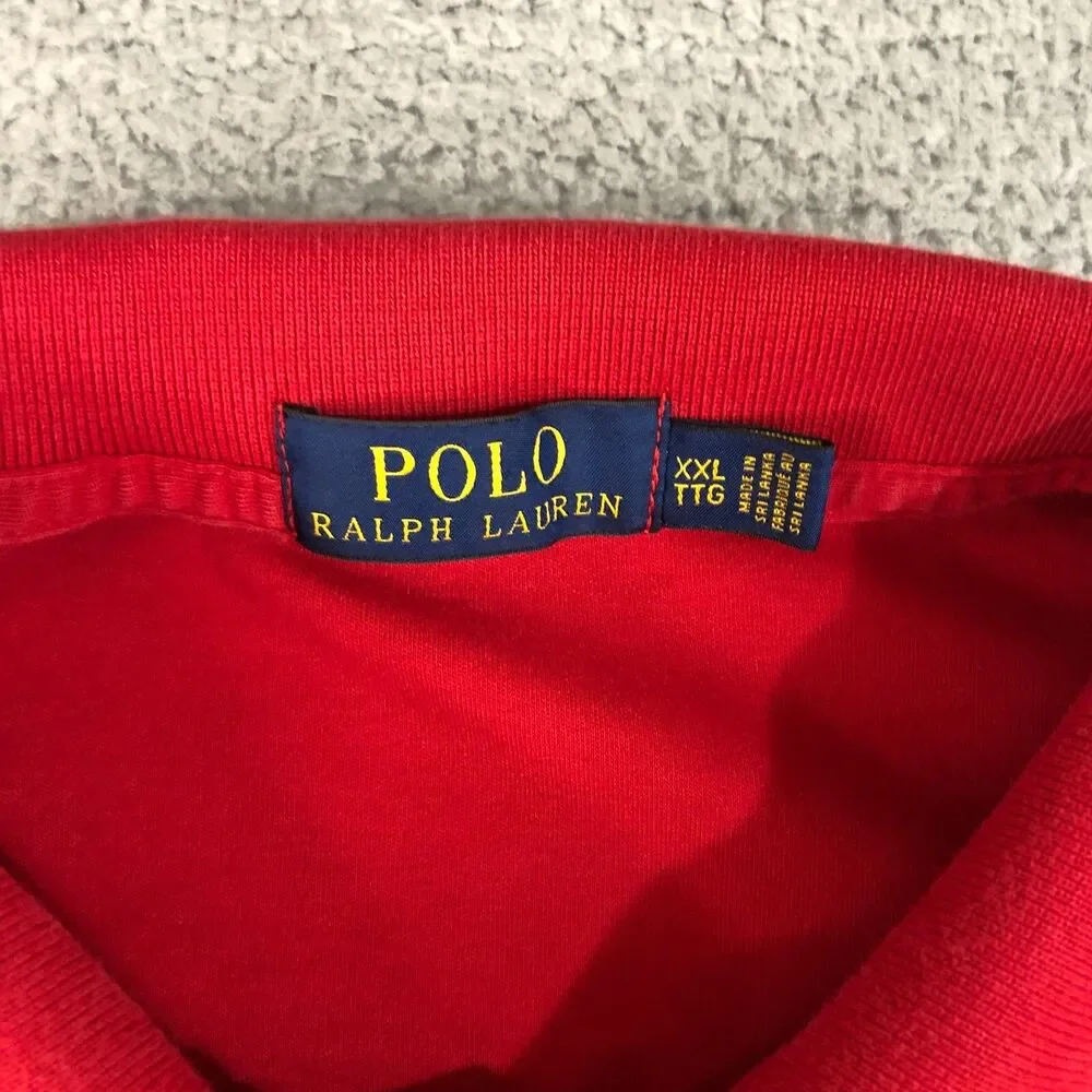 Polo Ralph Lauren Shirt Adult XXL Red Dad Pony Logo Preppy Men Slit Golf Outdoor